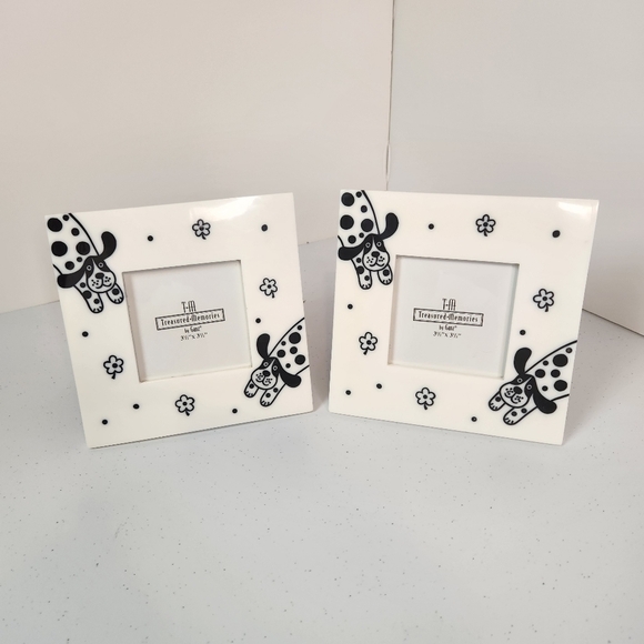 Ganz Treasured Memories Square 3.35" Photo Frame Pair Of 2 White Hound Dog Dogs - Picture 1 of 6